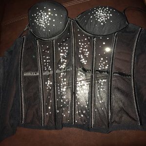 CRYSTAL RHINESTONE MESH CORSET BUSTIER